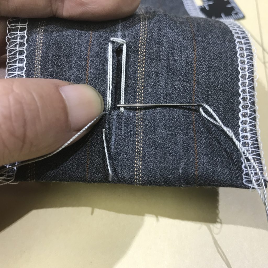 本縫い ボタンホールの穴かがり 神戸洋服 中山手縫製所